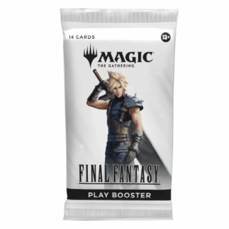 Magic: The Gathering Final Fantasy Play Booster Pack, farbige Karten mit Fantasy-Designs, auf einer Spieltischoberfläche.