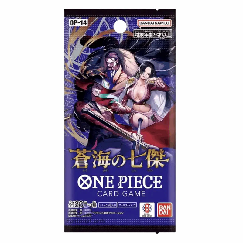One Piece Card Game OP14 Booster Pack von Cardclash-de, japanische Version mit Karten im Booster-Pack.