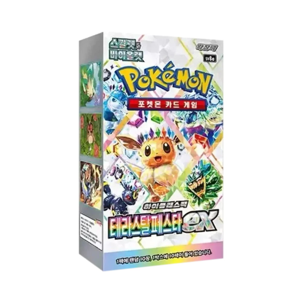 Pokémon Terastal Festival ex Booster-Display von Cardclash-de mit koreanischen Pokémon-Karten, bunt und detailreich.