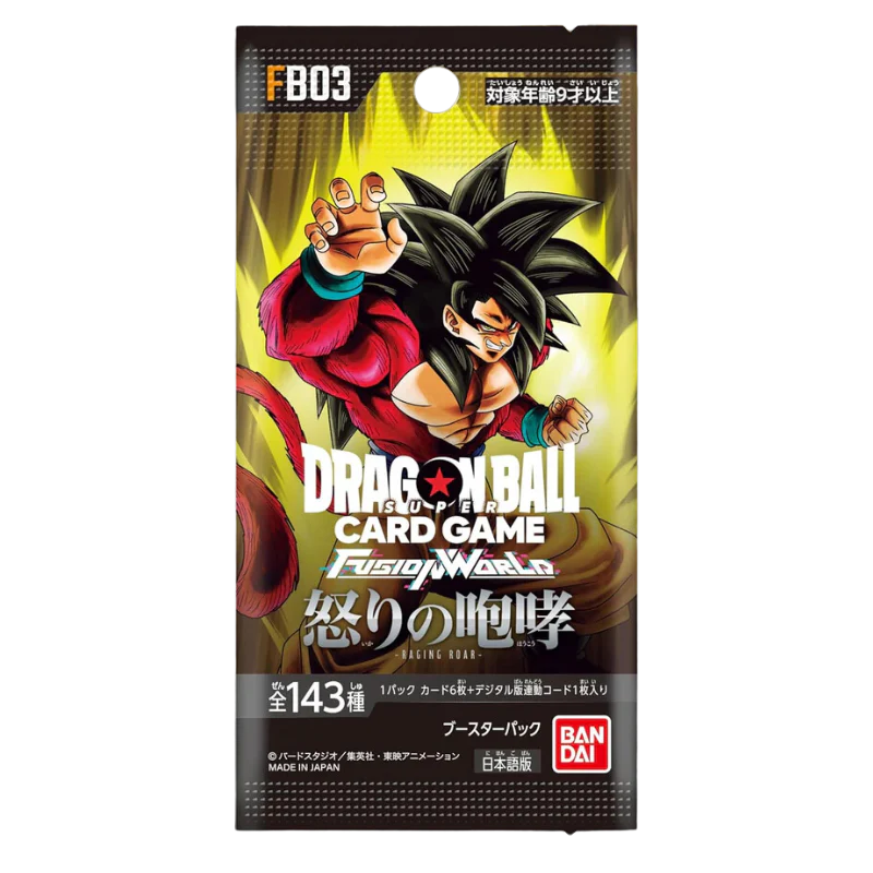 Dragon Ball Super Card Game – Fusion World Booster-Display mit Karten im japanischen Design, inklusive Raging Roar Karte, cardclash-de