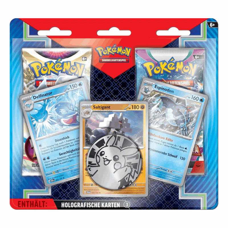 Pokémon Karten-2er-Blister von cardclash-de, zeigt die Verpackung mit Pokémon-Designs und Details des April 2024-Produkts.