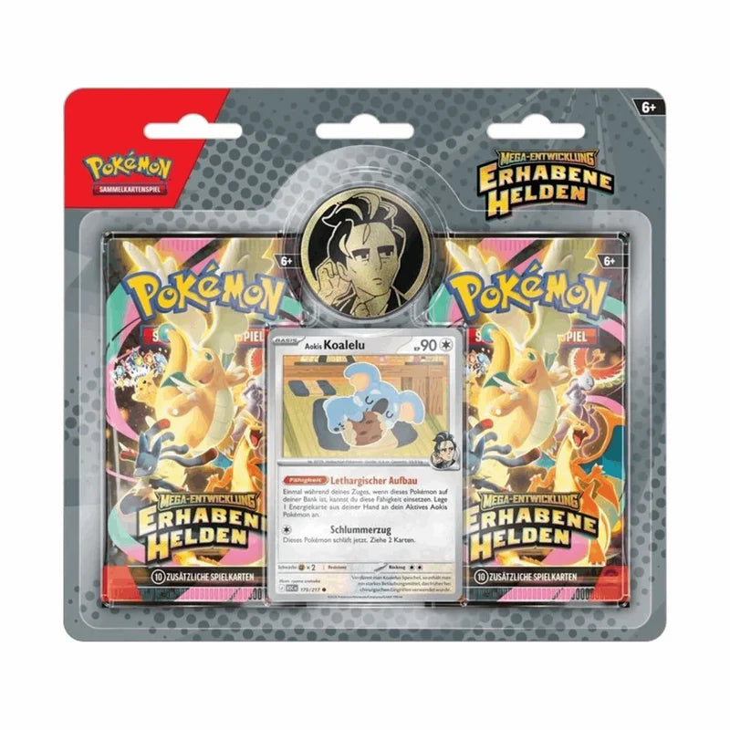Pokémon Mega-Entwicklung Erhabene Helden 2-Pack Blister mit Aokis und Koalelu, Spielkarten von cardclash-de.