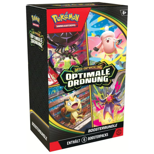 Pokémon Mega-Entwicklung Booster Bundle von cardclash-de, enthält Karten und Verpackung für Pokémon-Sammelkarten.
