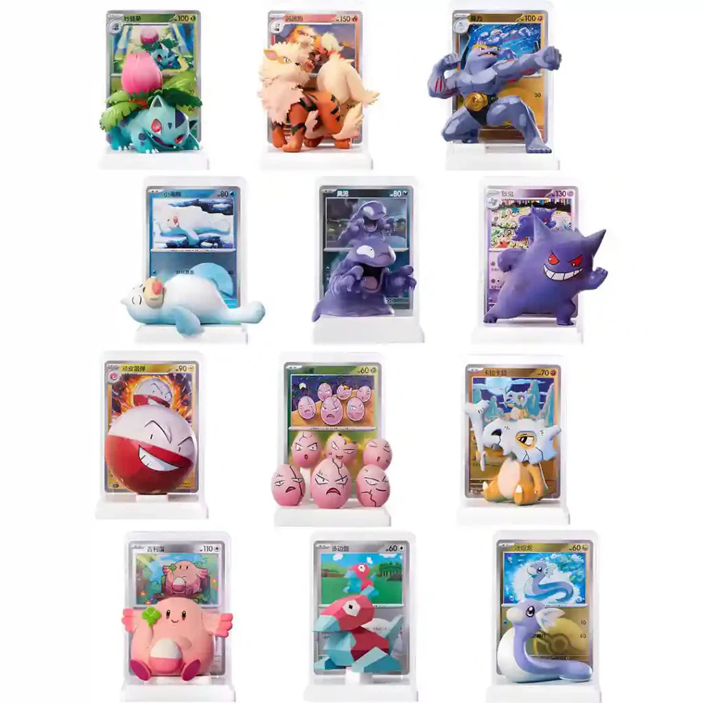 Pokémon Collect 151 Figuren-Set, chinesische Edition, mit verschiedenen Pokémon-Charakteren, detailreiche Figuren auf weißem Hintergrund